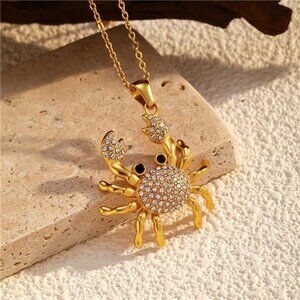 18K Gold-Plated Crab Pendant Necklace